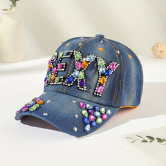 Y2K Rhinestone SEXY Patch Baseball Cap Denim Sports Hat