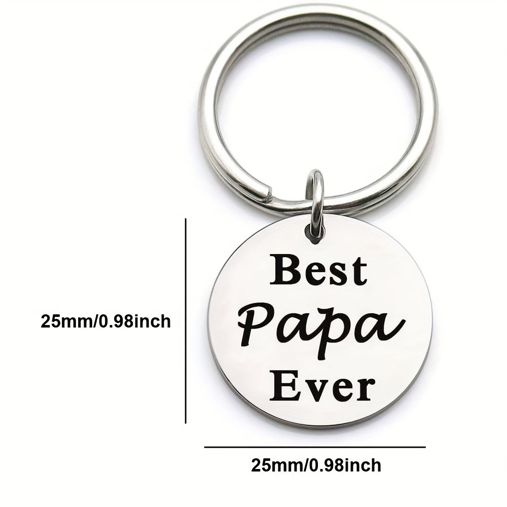 Family Stainless Steel Keyring Round Shape Keychain Father's Mother's Gift