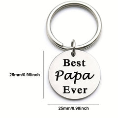 Family Stainless Steel Keyring Round Shape Keychain Father's Mother's Gift