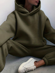Casual Solid Two piece Set Hoodies & Jog