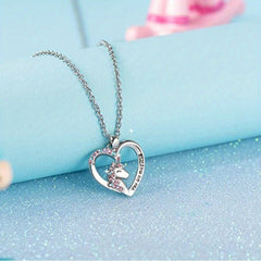 Zircon Unicorn Heart Pendant Necklace for Girls