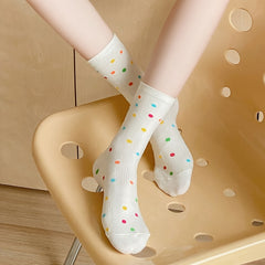 3 Pairs Polka Dot & Stripe Print Socks Women's Stockings