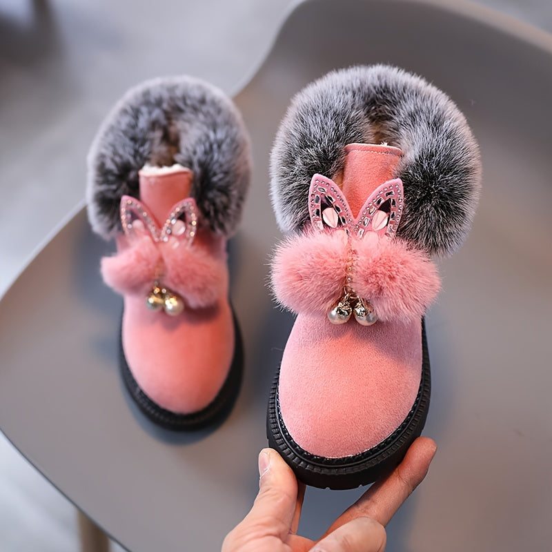 Rabbit Ears Snow Boots for Baby Girls Soft Warm Plus Fleece Boots