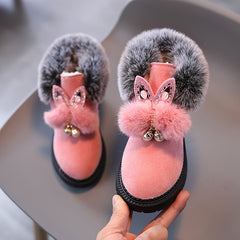 Rabbit Ears Snow Boots for Baby Girls Soft Warm Plus Fleece Boots