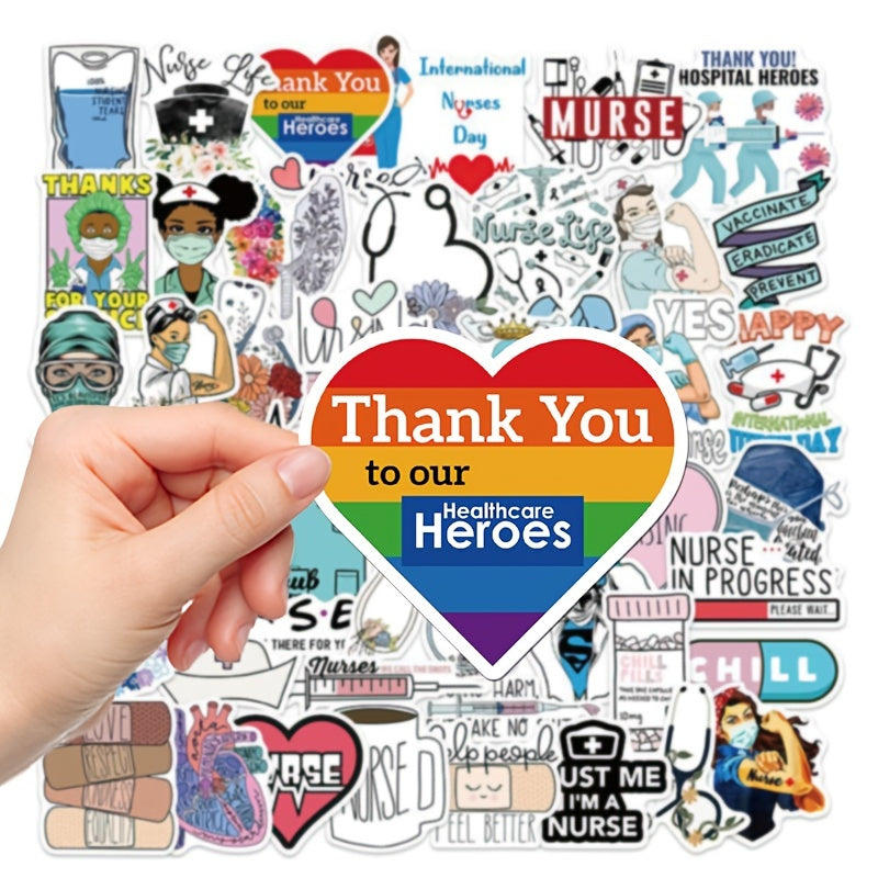 50pcs Nurse Series Graffiti Stickers Self Adhesive Decoration For Phone Luggage