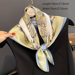 Vintage Flower Print Bandana Satin Square Scarf Neckerchief Hair Wrap