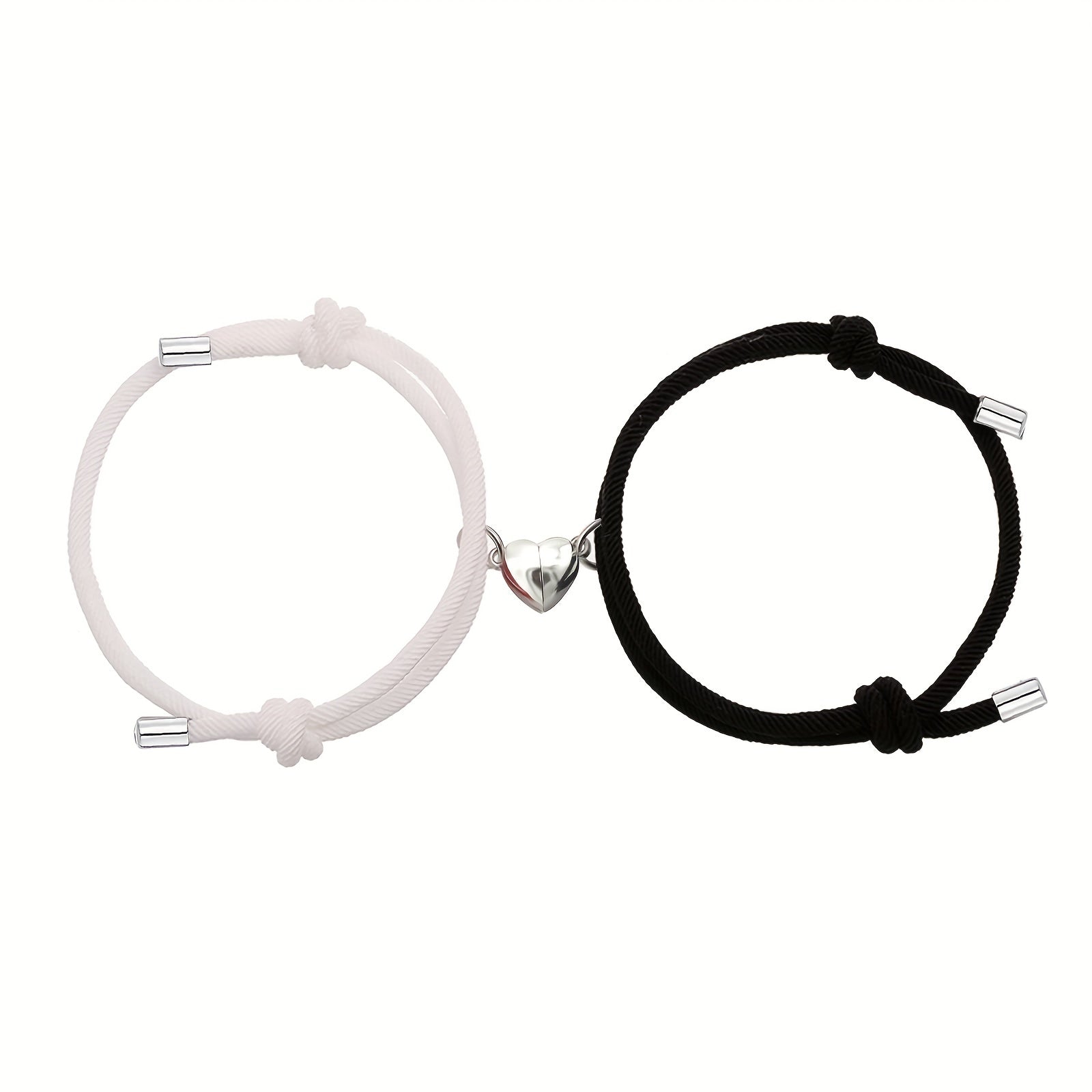2pcs Love Heart Magnet Buckle Bracelets Couple Set Accessories