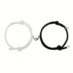 2pcs Love Heart Magnet Buckle Bracelets Couple Set Accessories