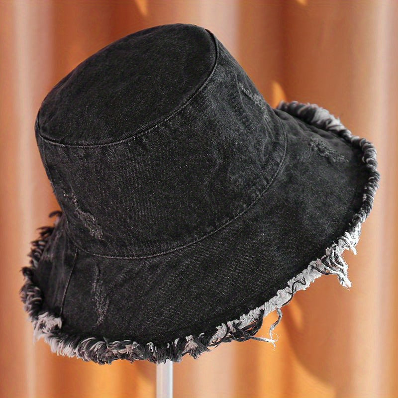 Vintage Washed Denim Bucket Hat Sunscreen Basin Hat