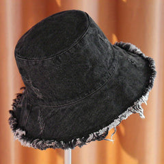 Vintage Washed Denim Bucket Hat Sunscreen Basin Hat