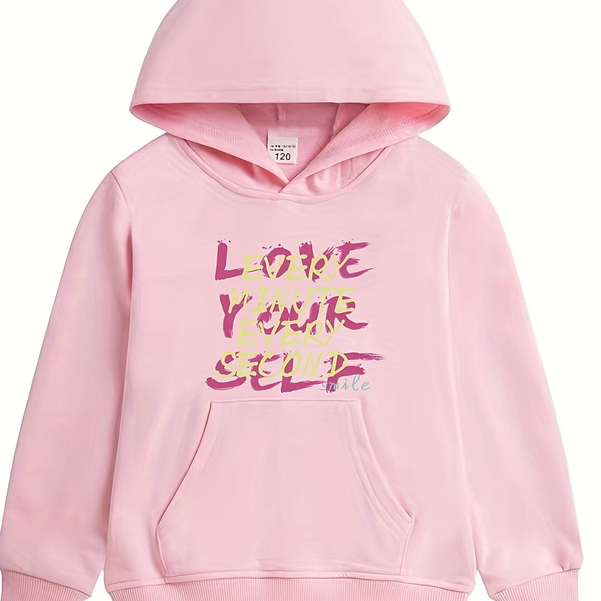 Girls 'Love Yourself' Print Hooded Sweatshirt - Long Sleeve Hoodie Pullover