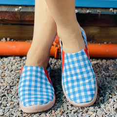 Women's Plaid Canvas Slip On Low Top Sneakers Lightweight Oktoberfest Shoes