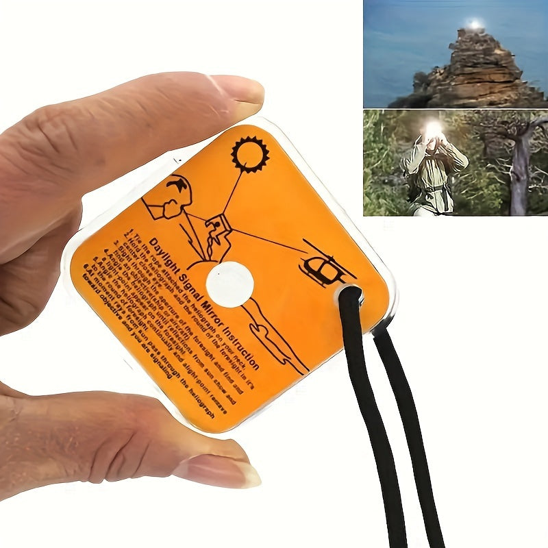 Reflective Signal Mirror w/ Rope - Outdoor Survival Tool