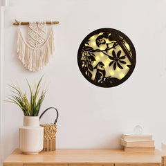 Children's Room Decoration Wall Clock LED Creative Lamp Retro Wooden Sign