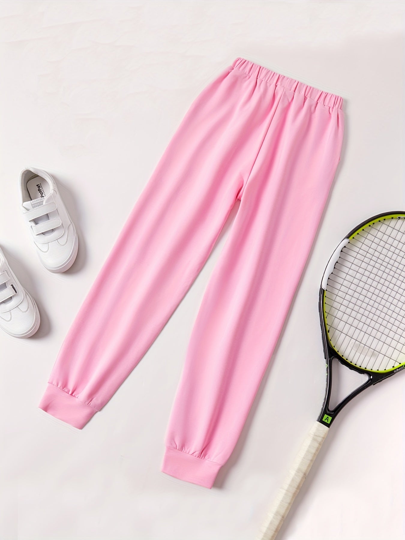 Girls Bow Front High Waisted Jogger Sweatpants with Pocket