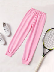 Girls Bow Front High Waisted Jogger Sweatpants with Pocket