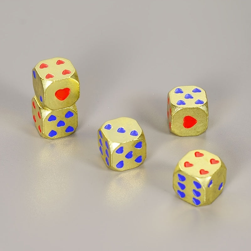 13mm Golden Solid Metal Heart Dice for Board Games