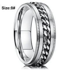 Men's Stainless Steel Ring with Chain