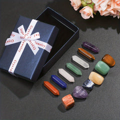 14Pcs Natural Pointed Quartz Crystal Chakra Stones Healing Crystals