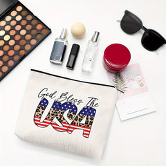 Flag Pattern Toiletry Bag Independence Cosmetic Travel Storage Portable