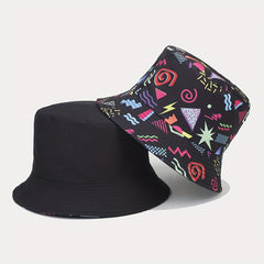 Geometric Pattern Double-sided Bucket Hat Sun Protection for Men and Women