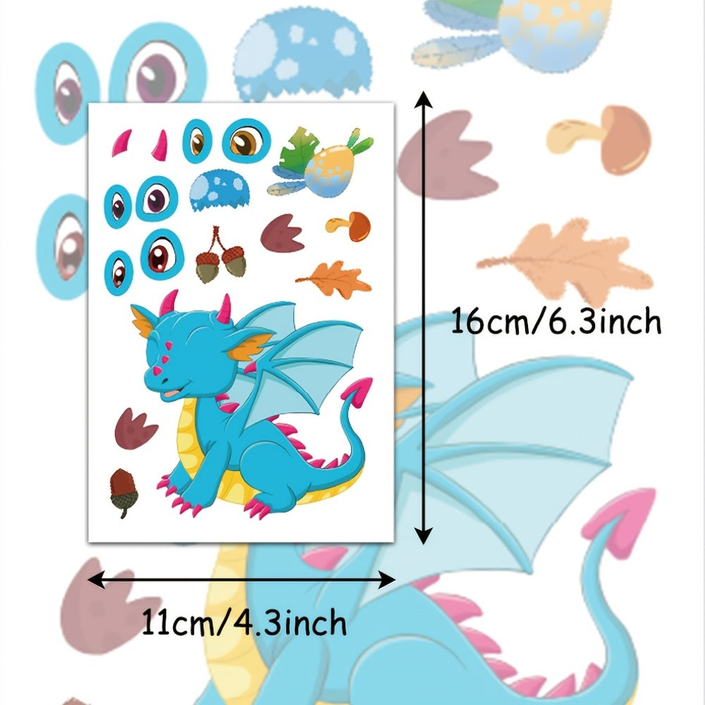 Dragon Face Changing DIY Stickers Set of 8