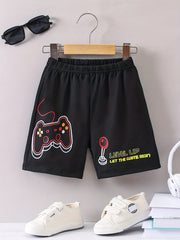 Gamepad And LEVEL UP Print Boys Quick drying Shorts