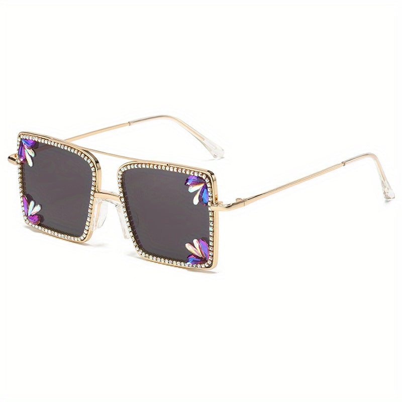 Metal Sunglasses Rhinestone Gradient Glasses UV400