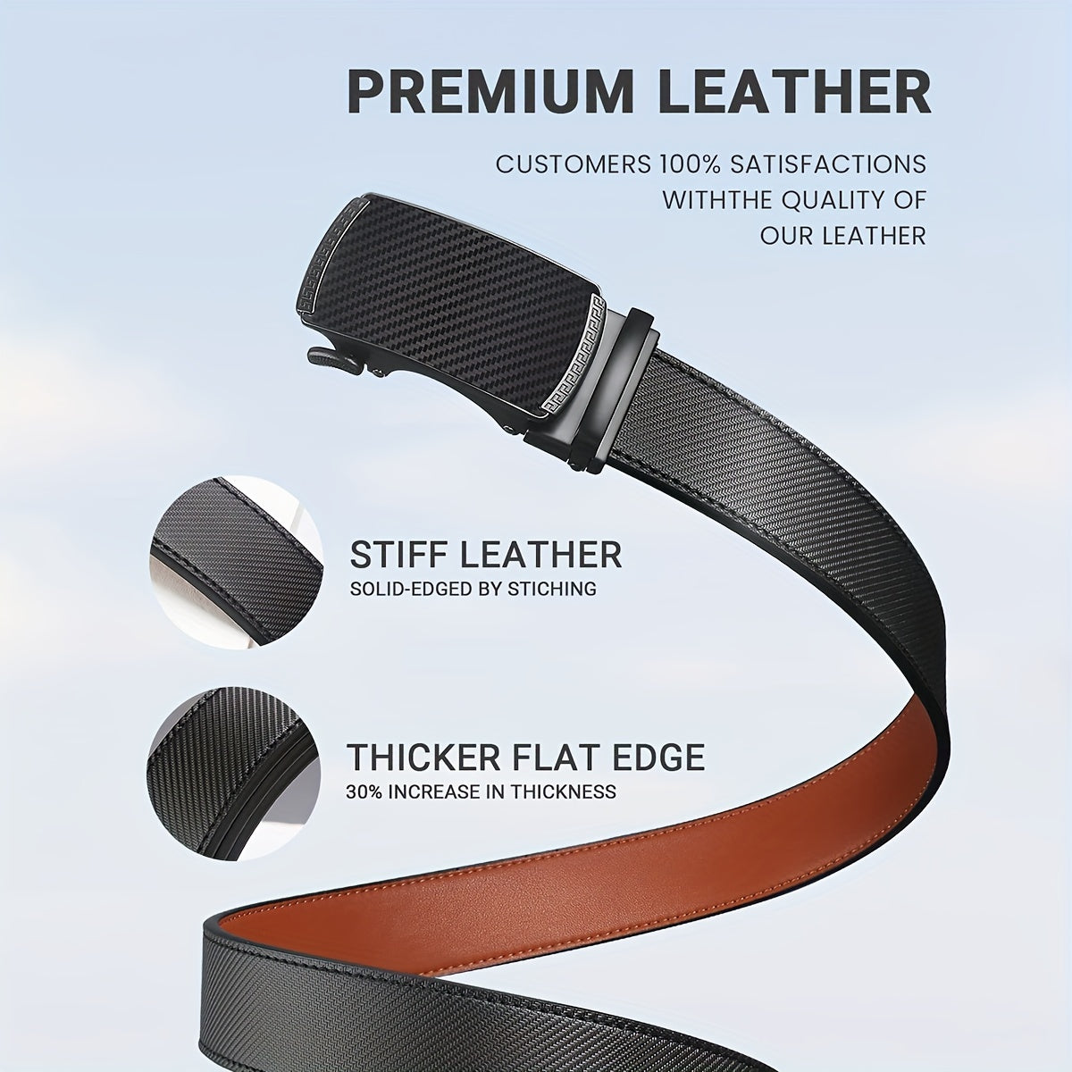 Men's Carbon Fiber Leather Belt with Automatic Buckle