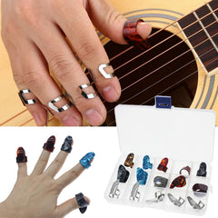15pcs Colorful Guitar Thumb and Finger Picks Set with Storage Box