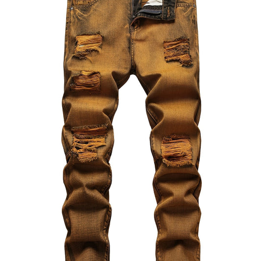 Men's Retro Ripped Denim Jeans