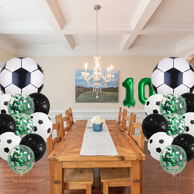 22pcs Football Balloon Set Green 81 28 Cm Number Balloon Sequin Balloon Set