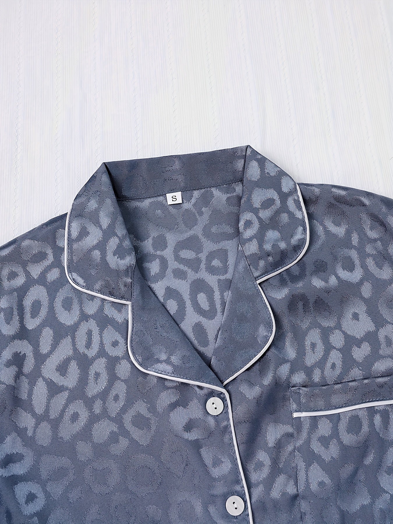 Leopard Print Pajamas Set Short Sleeve Top & Shorts