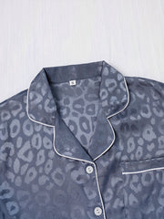 Leopard Print Pajamas Set Short Sleeve Top & Shorts