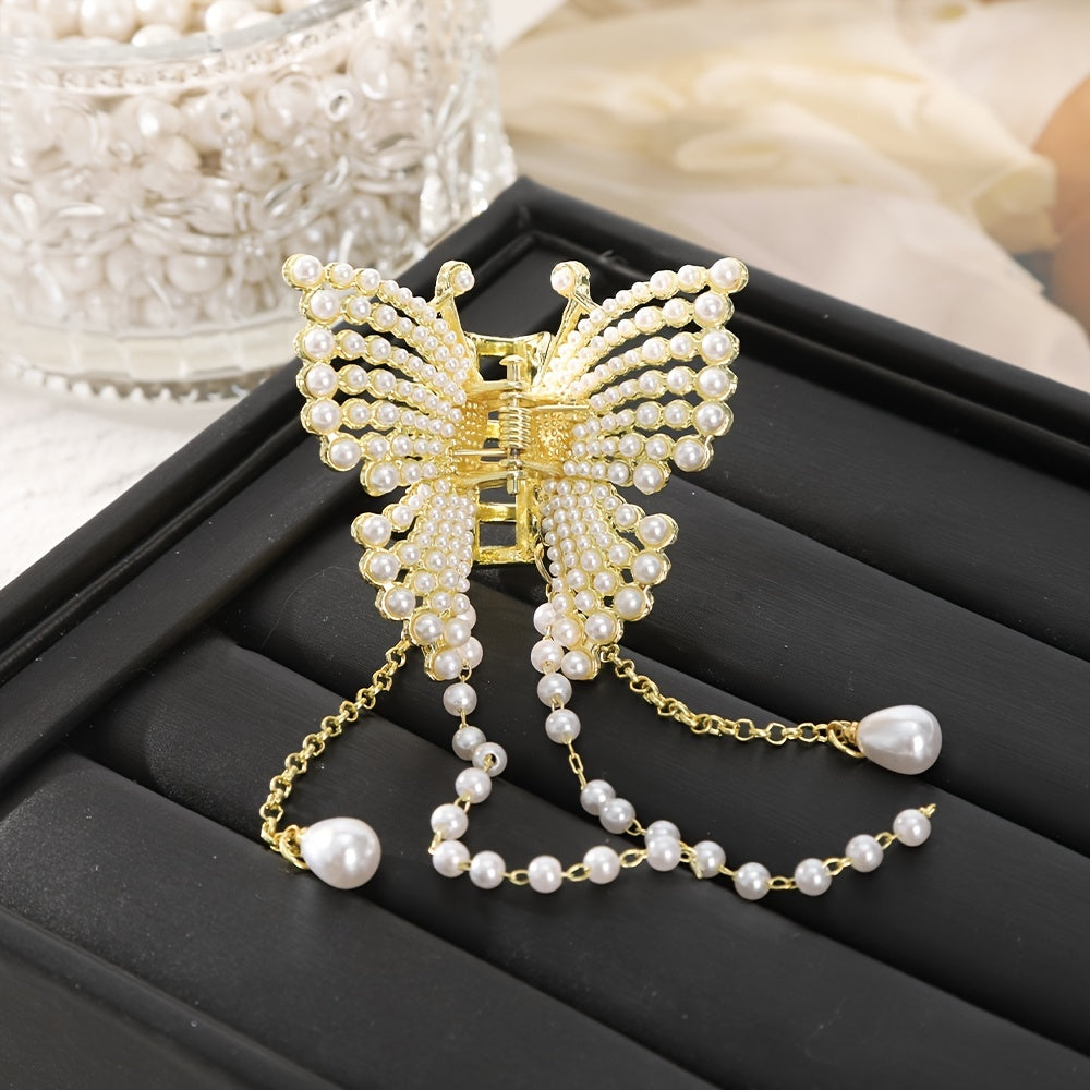 Long Tassel Hair Claw Clips Rhinestone Butterfly Hair Barrettes for Women
