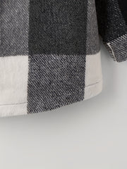 Girls Fleece Jacket Plaid Button Collar Shirt