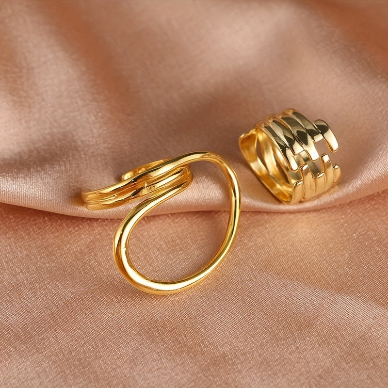 Alloy Metal Geometric Ring Adjustable