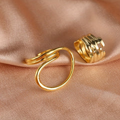 Alloy Metal Geometric Ring Adjustable