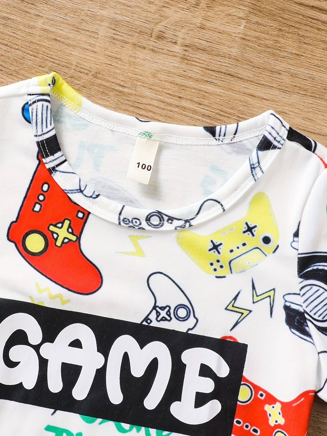 Boys Game Print Casual Outfit Round Neck T shirt & Shorts