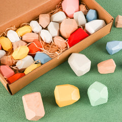 Montessori Balance Wooden Colorful Stones Stacking Game