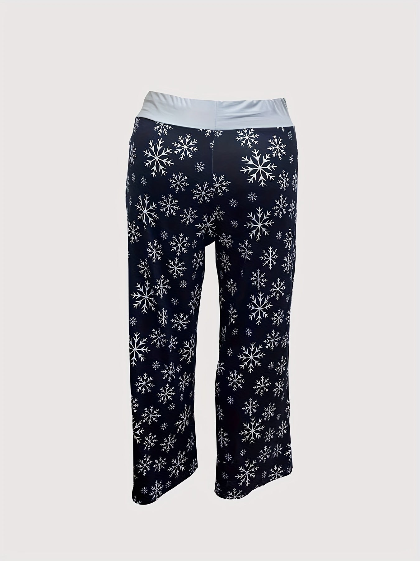  Christmas Casual Pants Women's Plus Snowflake Print