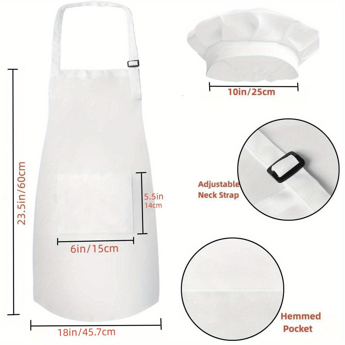 Kids Apron and Chef Hat Set Skincare-Friendly with Pockets
