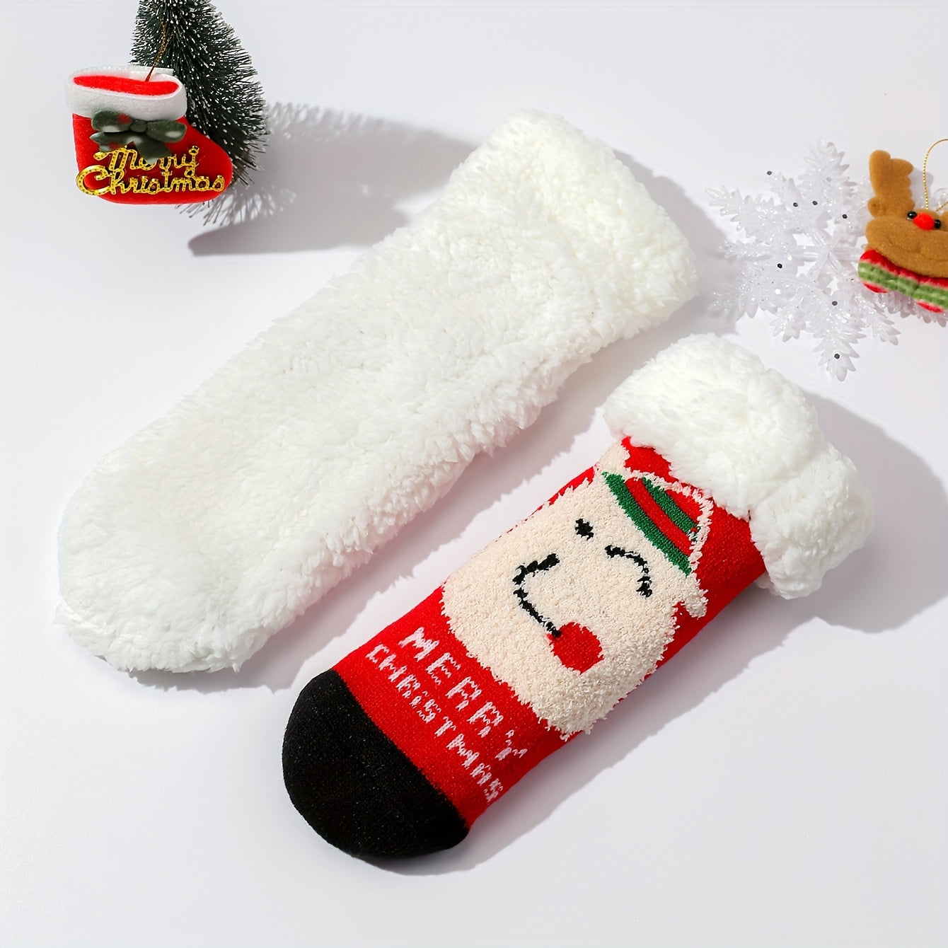 6 Pairs Christmas Print Warm Plush Socks Women's Stockings