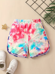 Girls Tie Dye Striped Beach Shorts Breathable Summer Shorts 3-12 Years