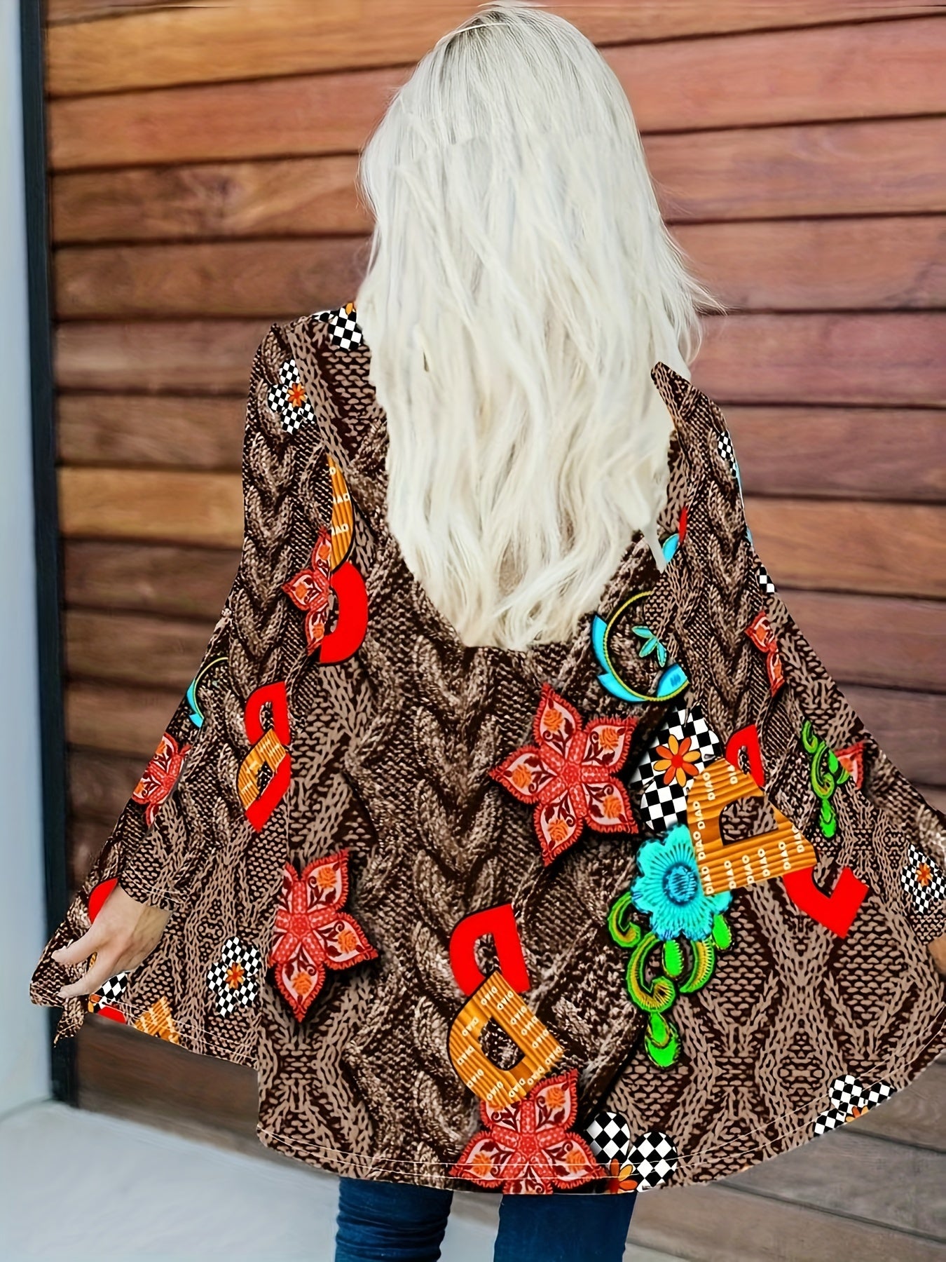  Floral Print Open Front Cardigan