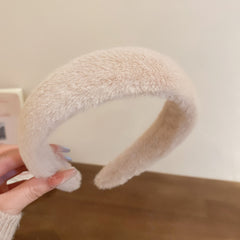 Sweet Vintage Hair Hoop for Girls - Furry Faux Hairband Headband