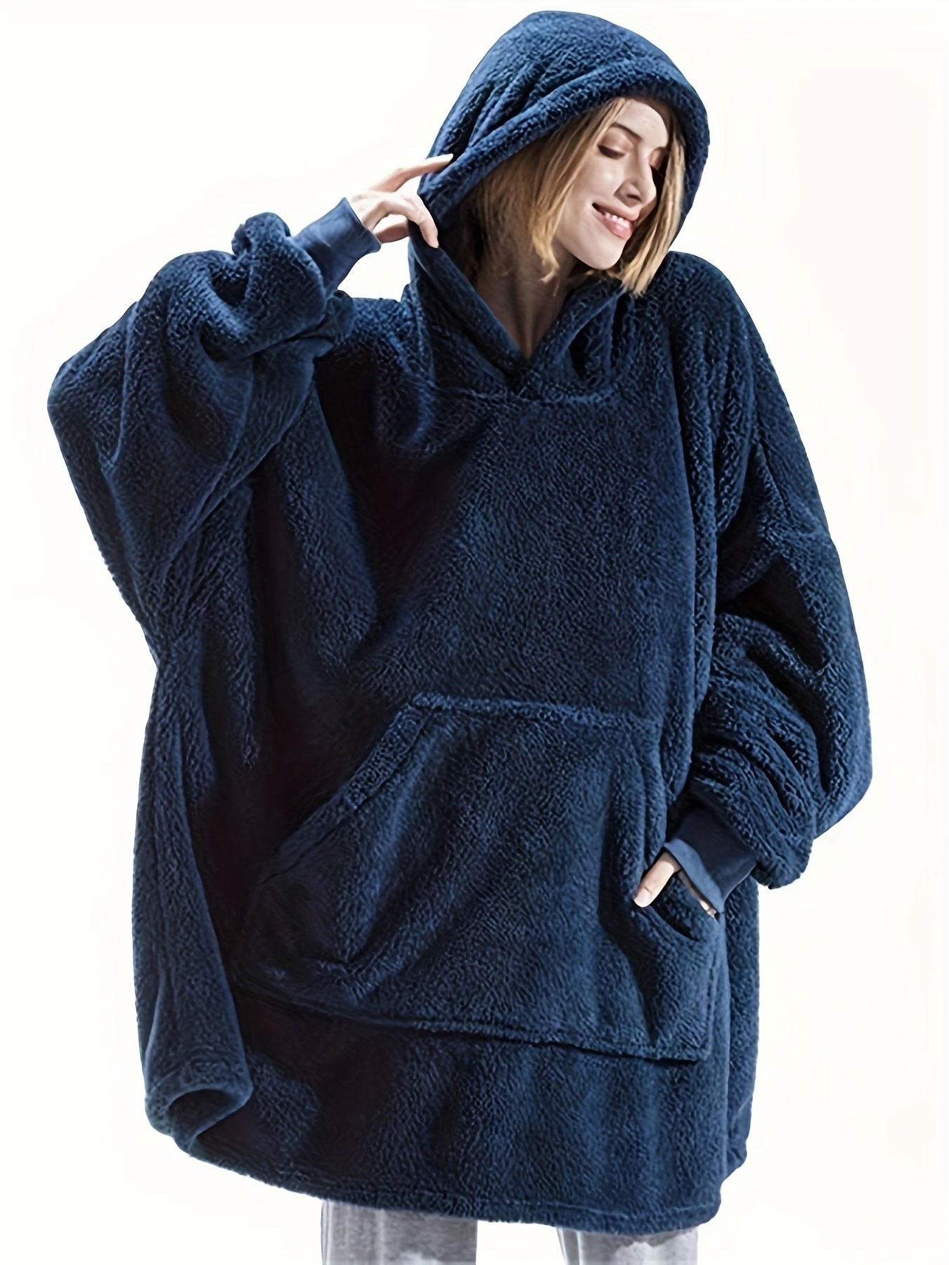 Hooded Fuzzy Lounge Robe with Pockets Women's Loungewear
