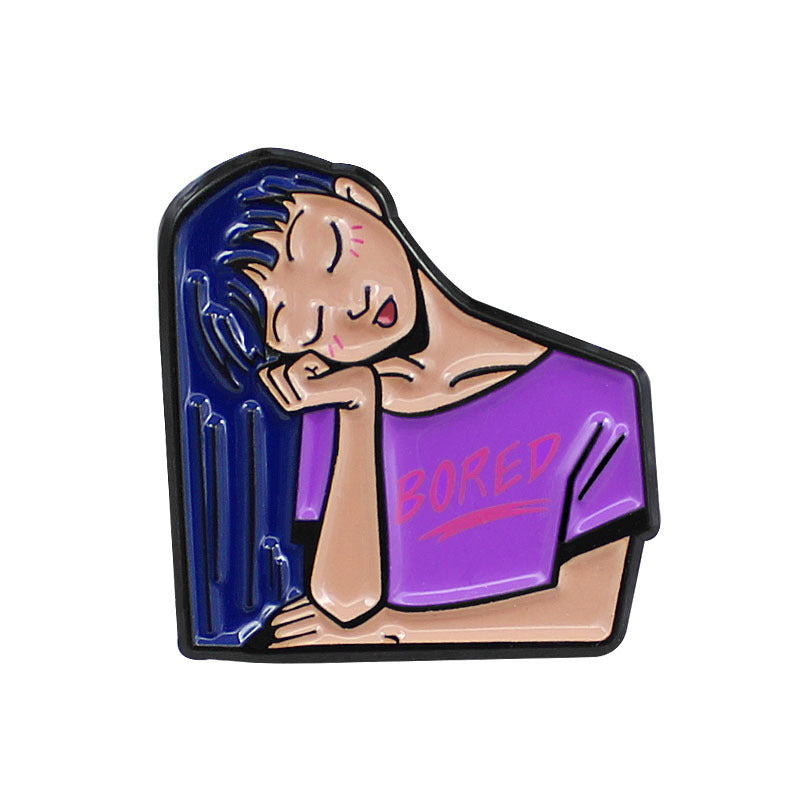 Zinc Alloy Cartoon Girl Brooch