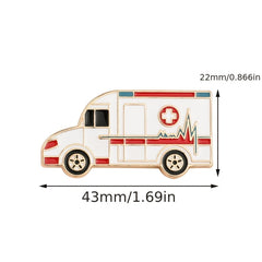 Car Shape Enamel Brooch Pin Ambulance Lapel Pin For Clothes Hat Backpacks