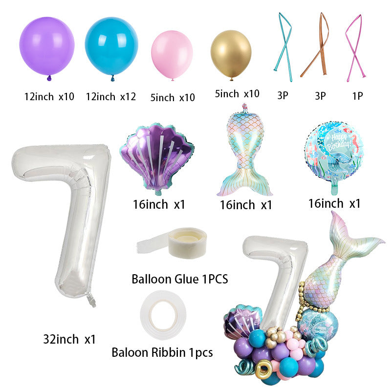 81 28 Cm Mermaid Balloon Set Shell Birthday Party Decoration Balloons